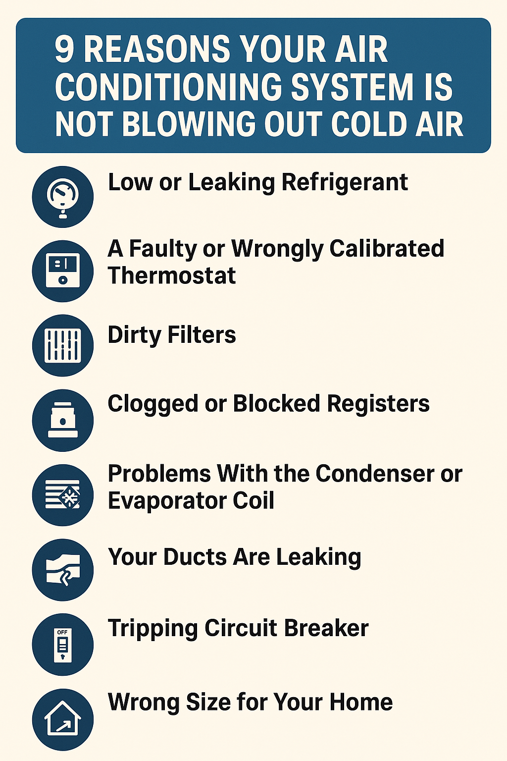 9 Reasons AC is not blowing cold air